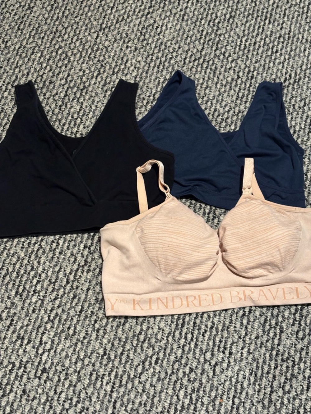 Kindred Bravely/Maternity Nursing and Pumping Bras - Black, Navy & Pale Pink